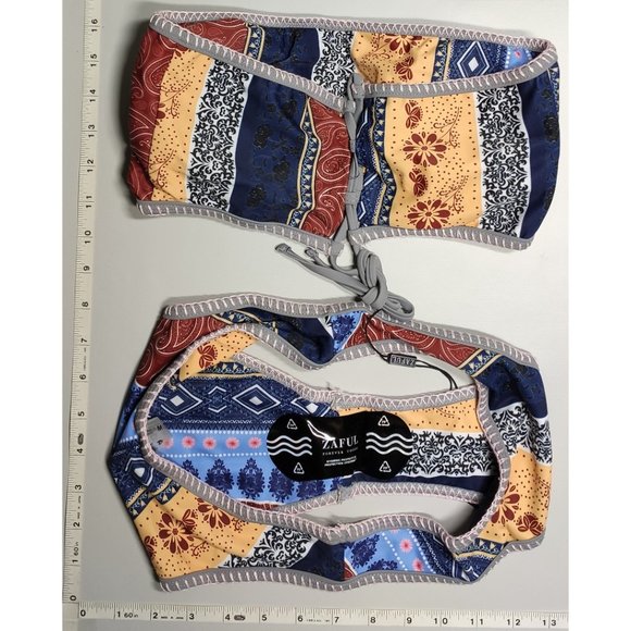 NWT ZAFUL Medium Bandeau High Cut Ethic Floral bikini set - Picture 2 of 6